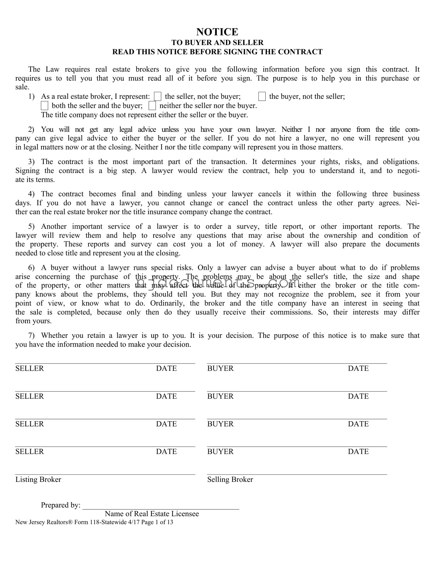 Free New Jersey 118 Form in PDF