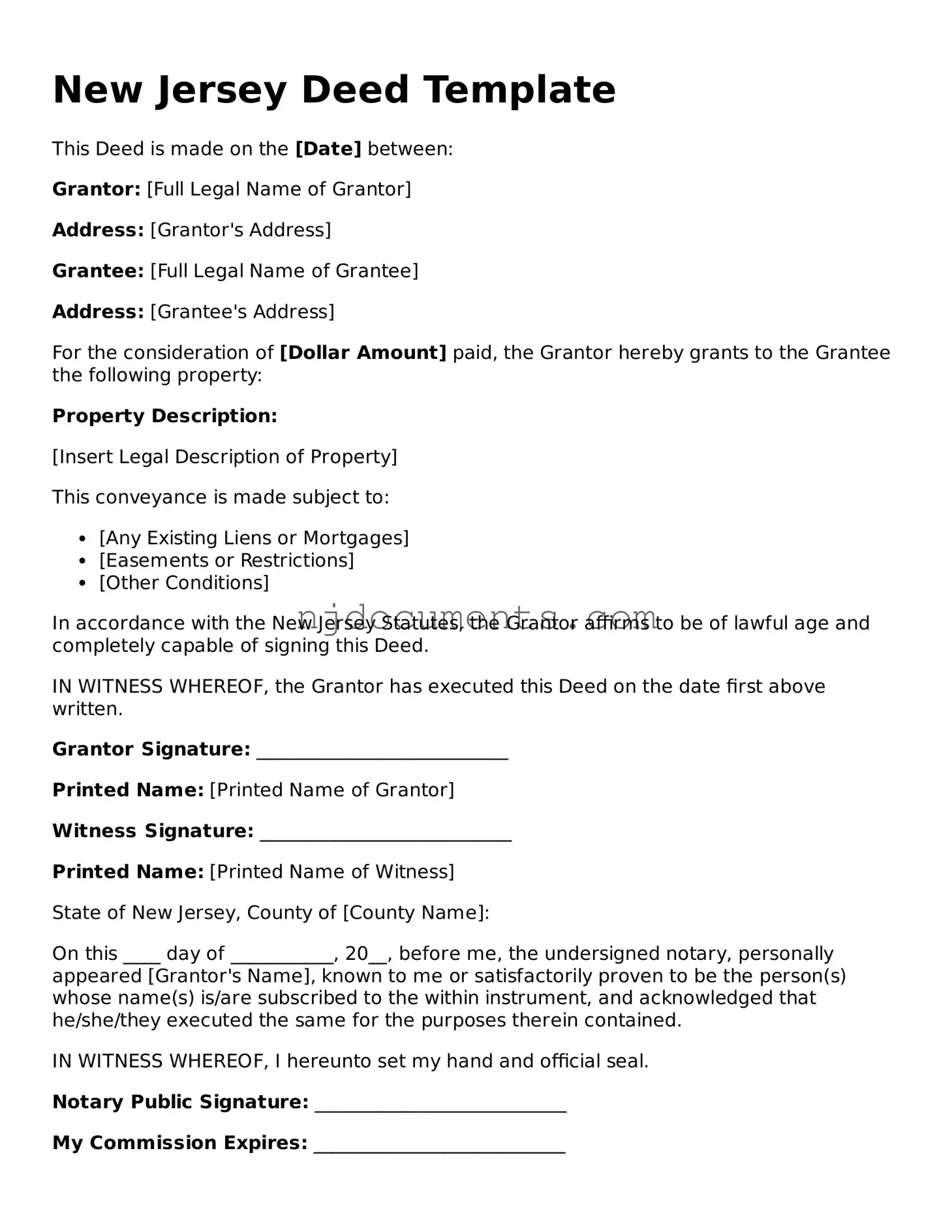 New Jersey Deed Document