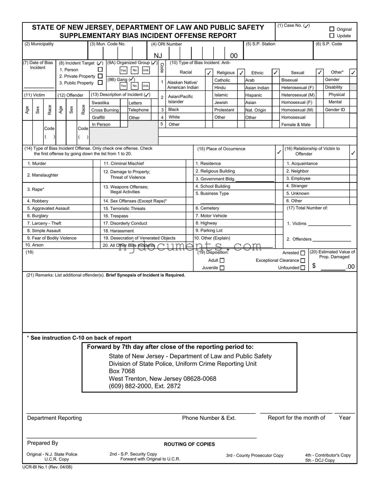 Free New Jersey Ucr Bi Form in PDF