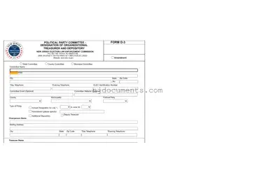 Free New Jersey D 3 Form in PDF
