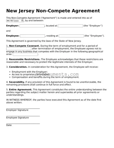 New Jersey Non-compete Agreement Document
