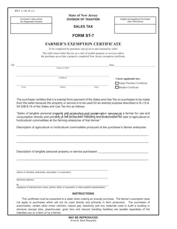 Free St 7 New Jersey Form in PDF